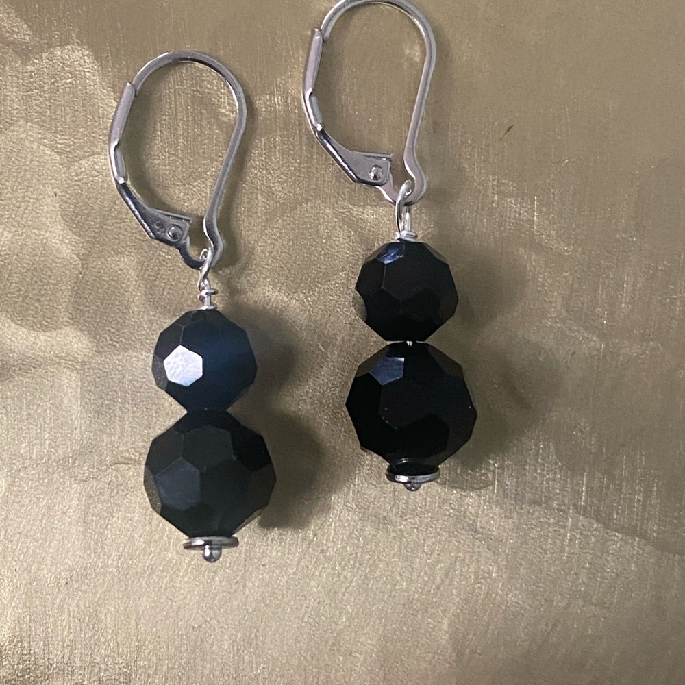 Swarovski jet Beaded Earrings